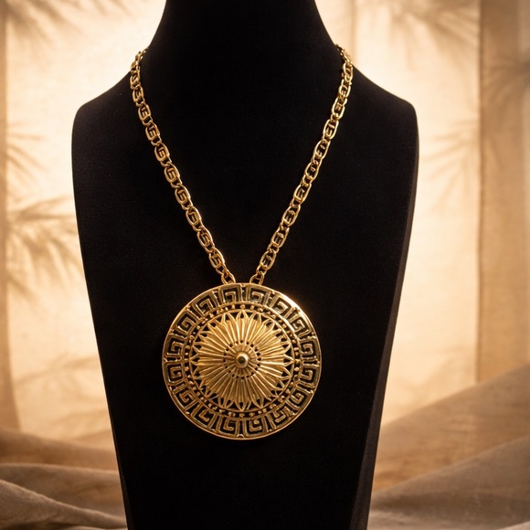 Salone Monet Jewelry - Elegant Vintage Monet Etruscan Revival style medallion pendant necklace